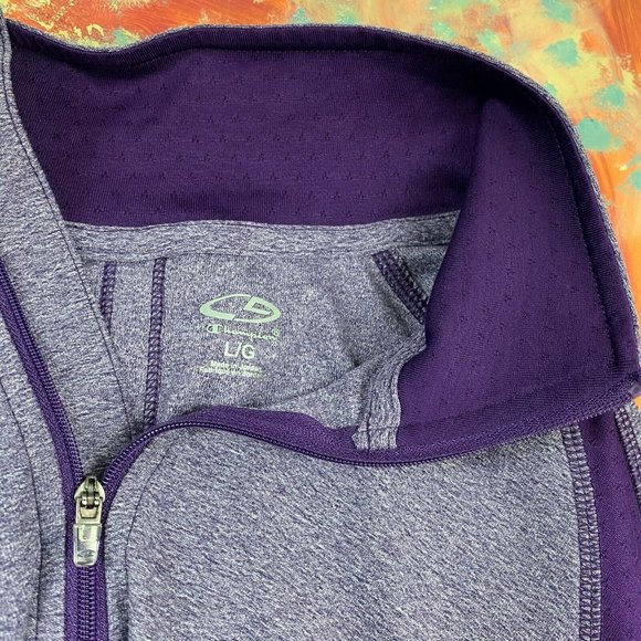 C9 By Champion L Purple Collared Partial Zip Pullover Long Sleeve Mesh Accents - Picture 10 of 10